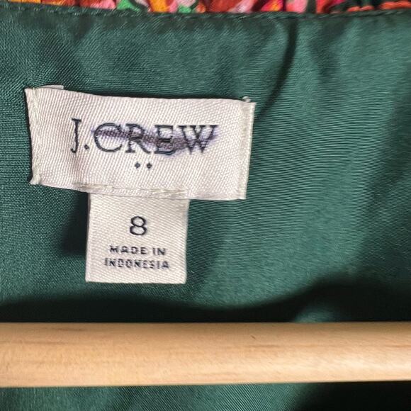 J.Crew Red Floral Print Ruffled Cap Sleeve V-Neck Flounce Dress Size 8 - Picture 6 of 10